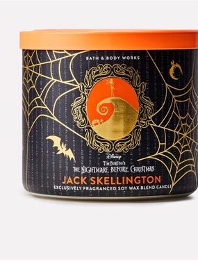 Bath & Body Works Jack Skellington Candle - Black, Orange & Gold